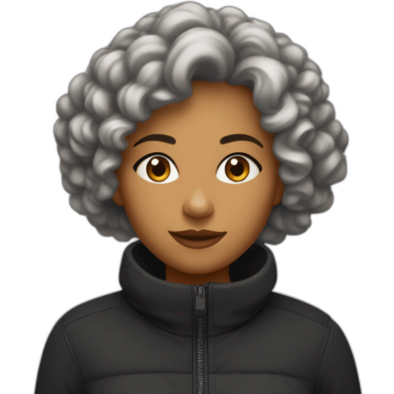 Un grand fille noir avec les cheveux bouclés noir qui reste debout  emoji