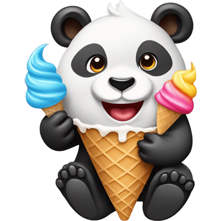 Panda eating ice cream emoji