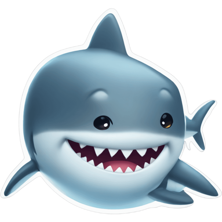 happy chubby chibi shark emoji