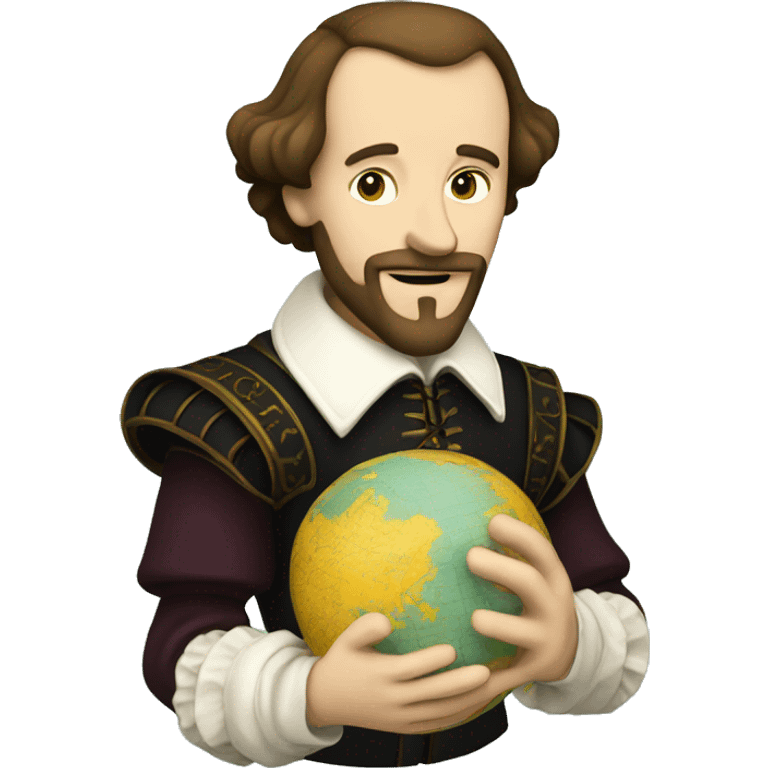 Shakespeare holds a globe in his hands emoji