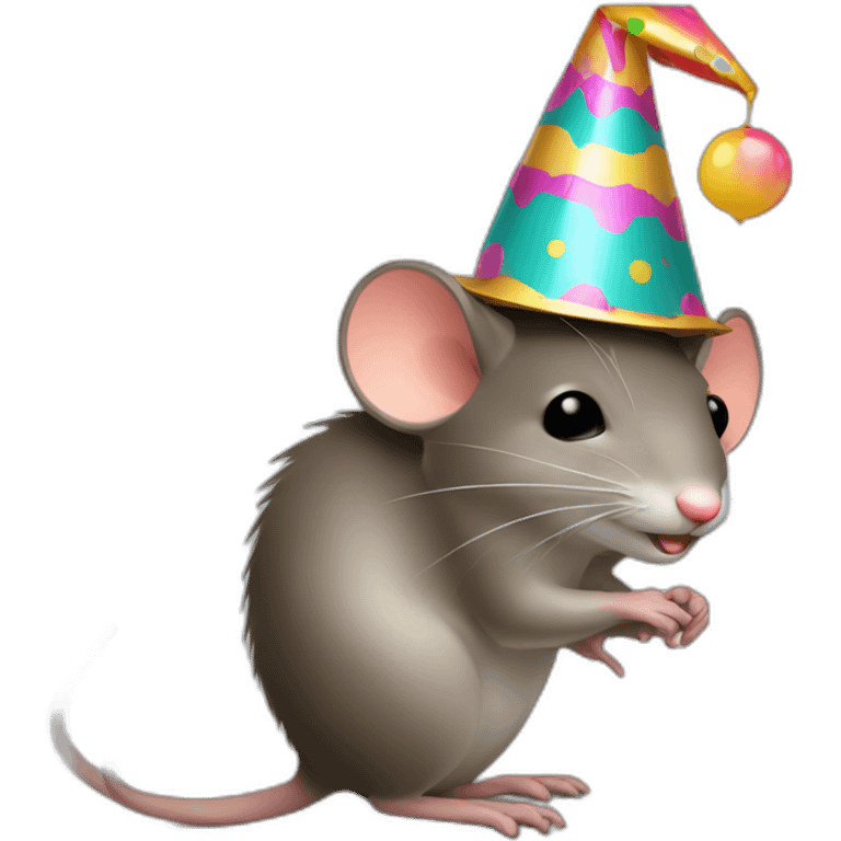 Wood rat with party hat emoji