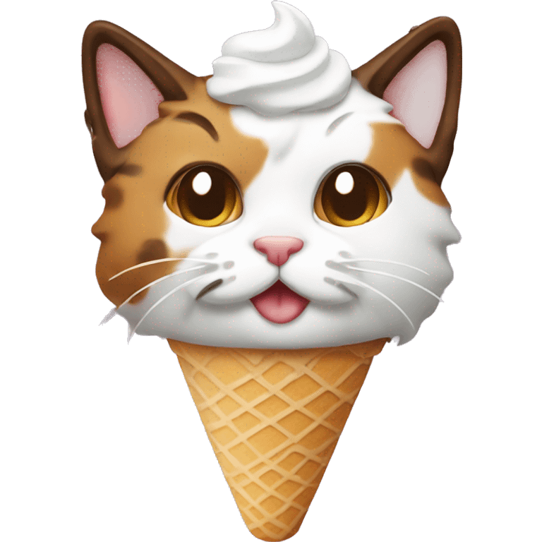 Icecream with calico cat emoji