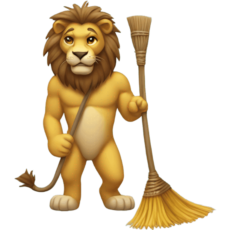 A lion with a broom emoji