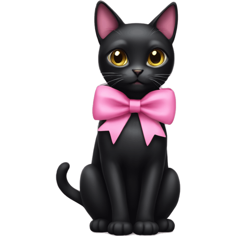 Black cat wearing a pink bow emoji