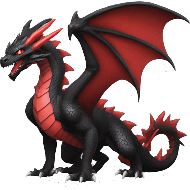 cool edgy black and red Dark-type dragon Pokémon full body emoji