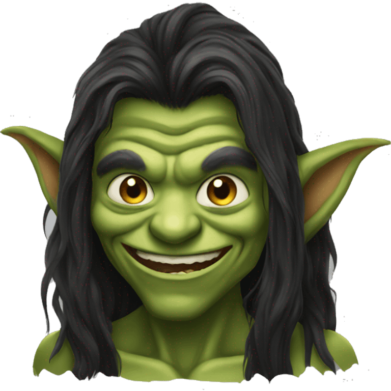 goblin dark long hair smiling emoji