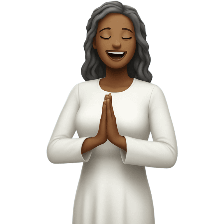 White Woman praising god emoji