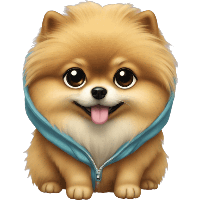 Throw back Pomeranian with a hoodie emoji