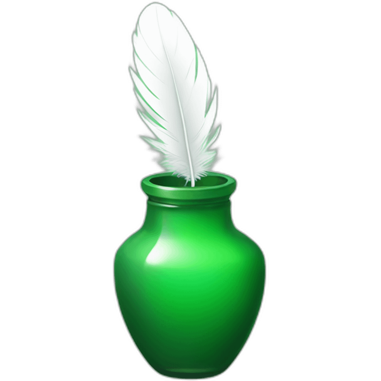 green inkpot white feather emoji