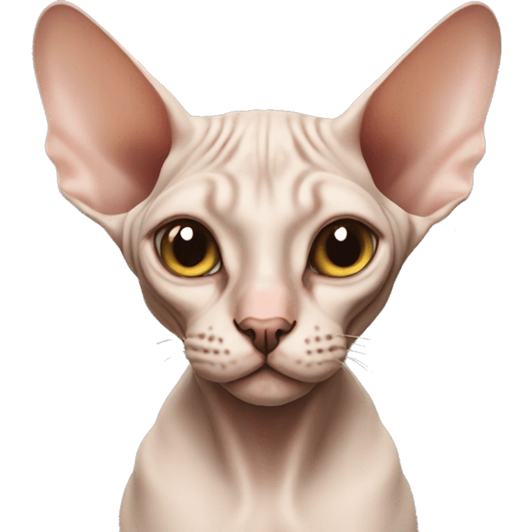 Sphynx cat tilting its head emoji