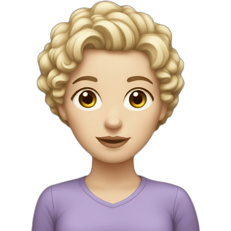 white girl with short curly hair emoji