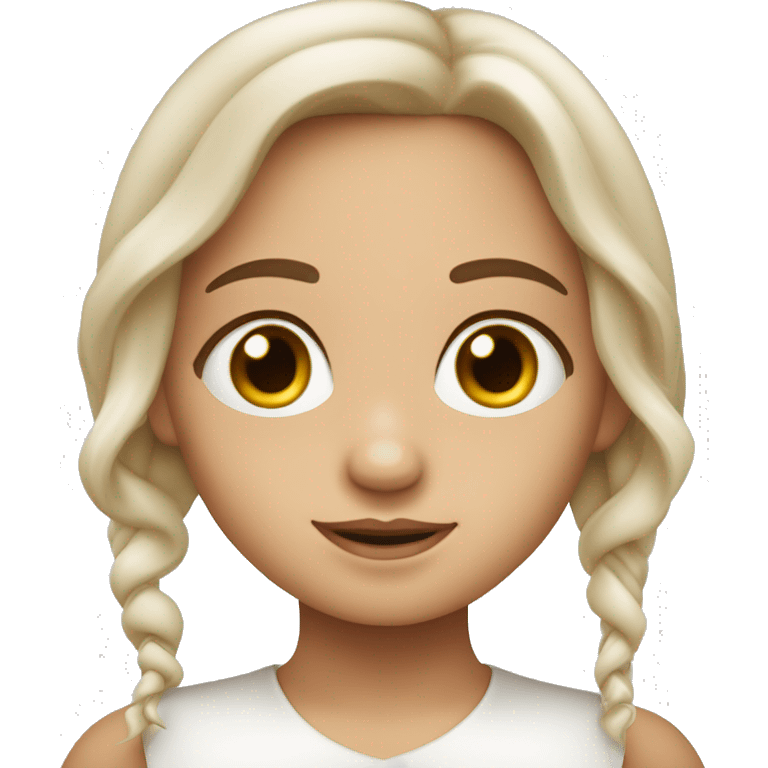 niña de piel blanca con ojos marrones y pelo castaño y liso emoji