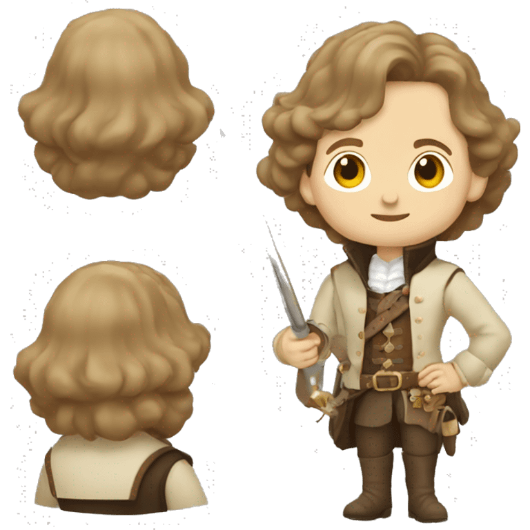 Musketeer beige jacket short brown hair garden emoji