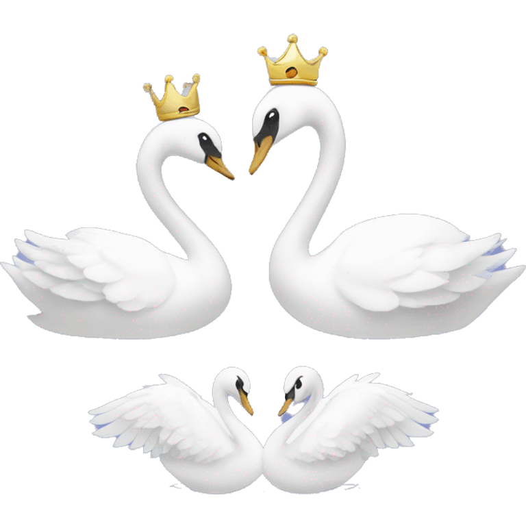 Swan with another swan and some crowns for them emoji