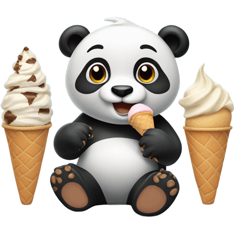 Panda eating ice cream emoji