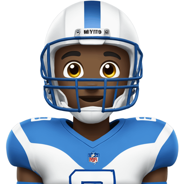 Football player in blue jersey and white helmet emoji