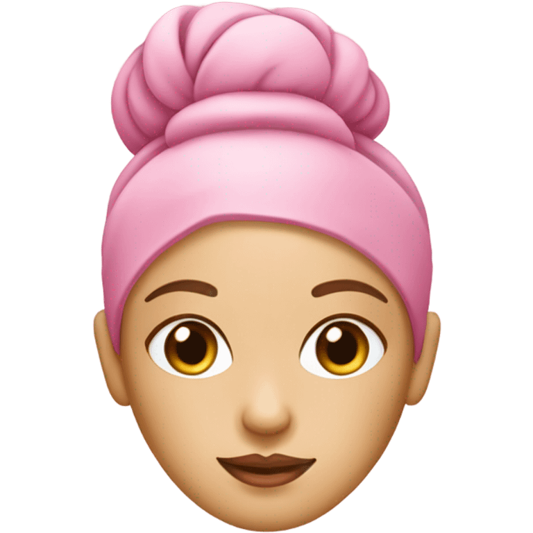 pink girly clean girl head with a bun and spa facial and cucumbers on her eyes emoji