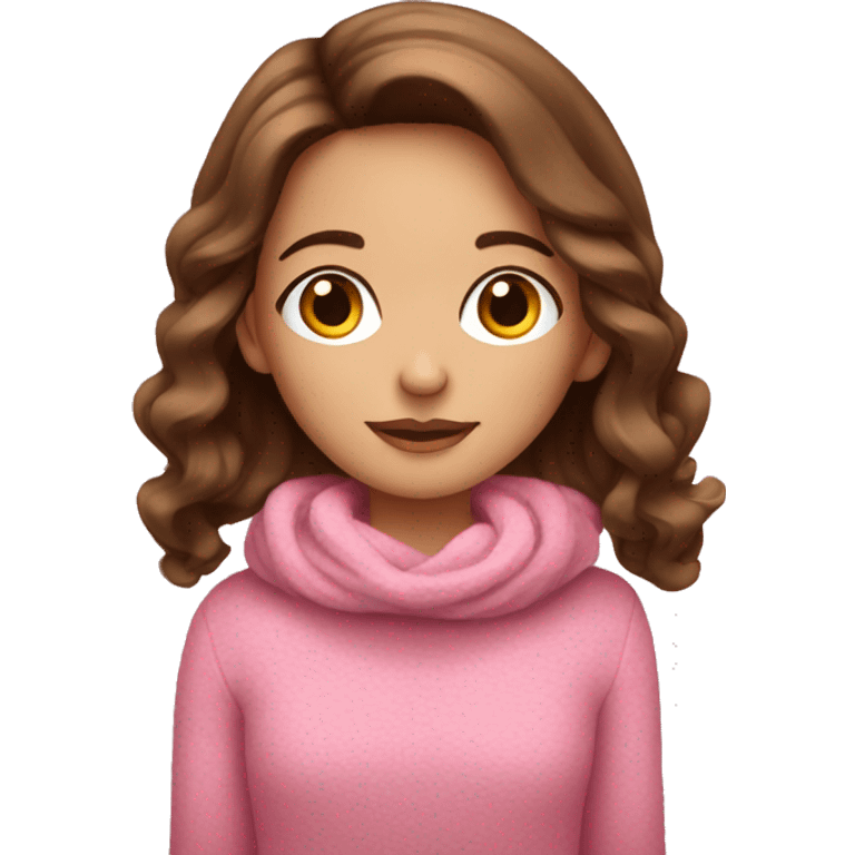 pink christmas cozy girl with brown hair emoji