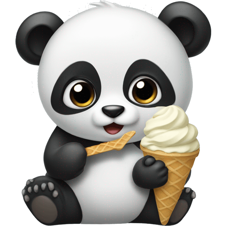 Panda eating ice cream emoji