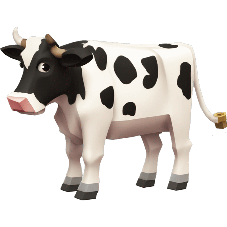 Minecraft cow with a gun and a  emoji