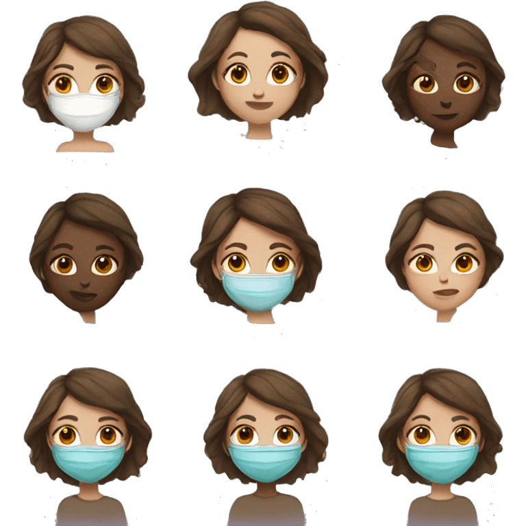 girl with mask and with brown hair emoji