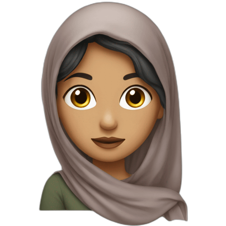 A Saudi girl with a hair scarf showing some of her dark hair emoji