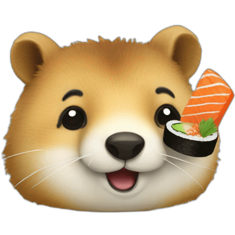 happy Quokka and sushi emoji