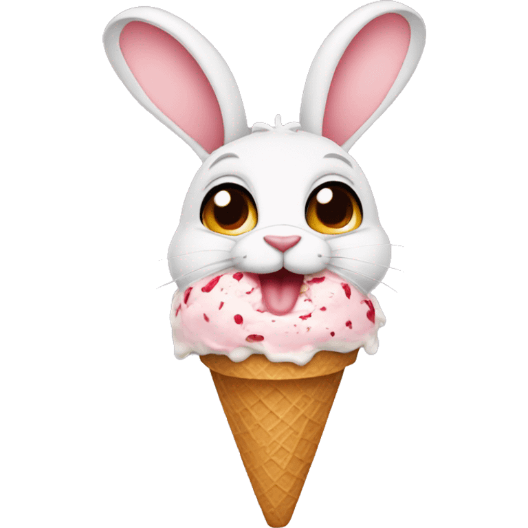 Rabbit eating ice cream emoji