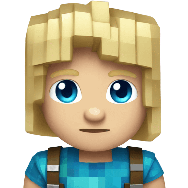 Blond boy with blue eyes and Minecraft shirt emoji