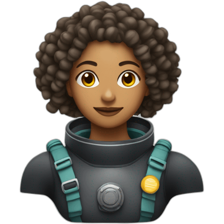 Indian woman with curly hair in a diving suit emoji