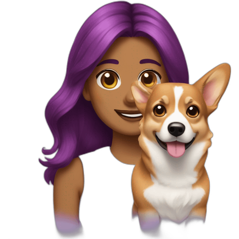 corgi and puprle hair woman emoji