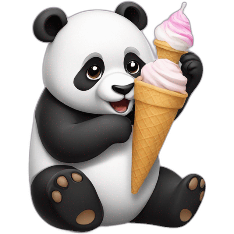 Panda eating ice cream emoji