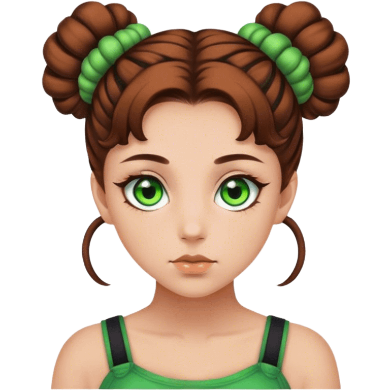 green eyed girl with brown spacebuns emoji