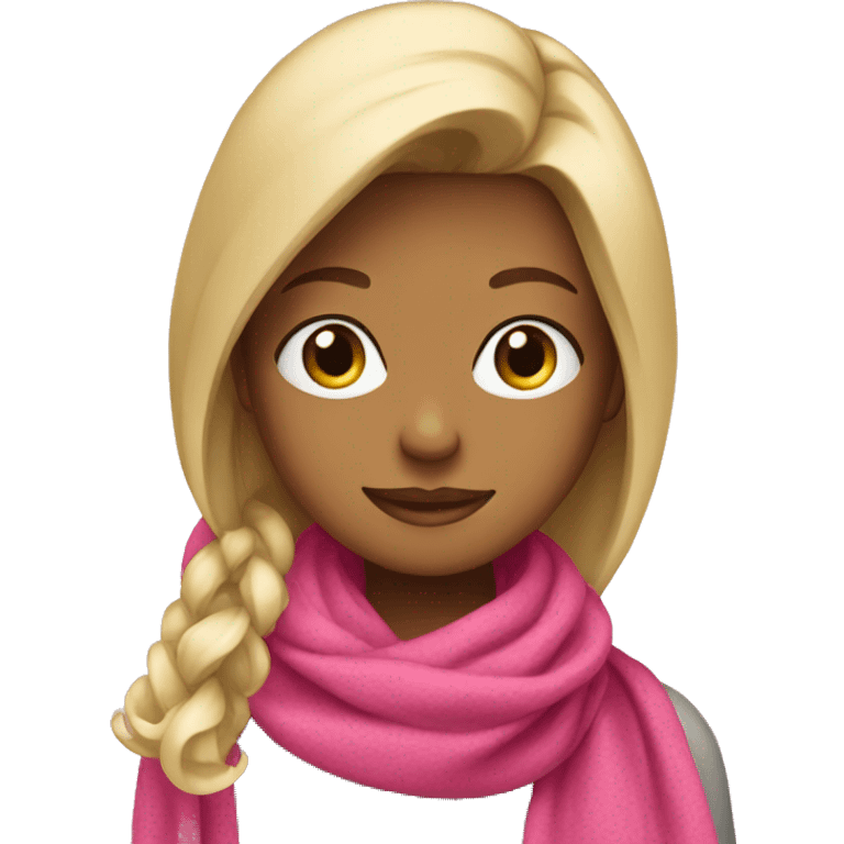 blonde girl in pink scarf emoji