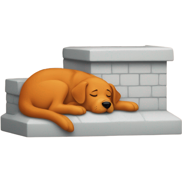 orange dog sleeping next to a chimney emoji