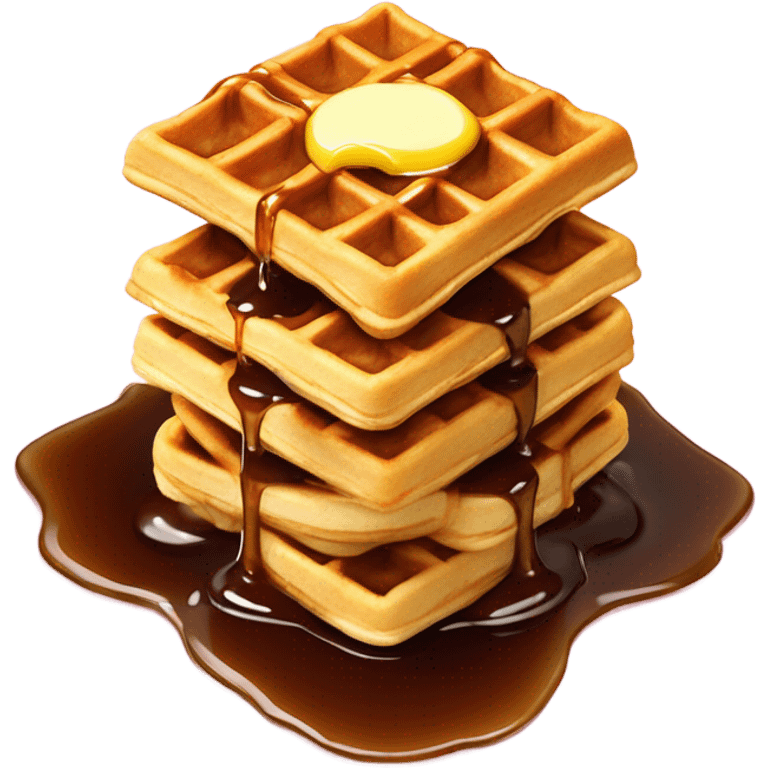 Stack of thick waffles with syrup and butter emoji