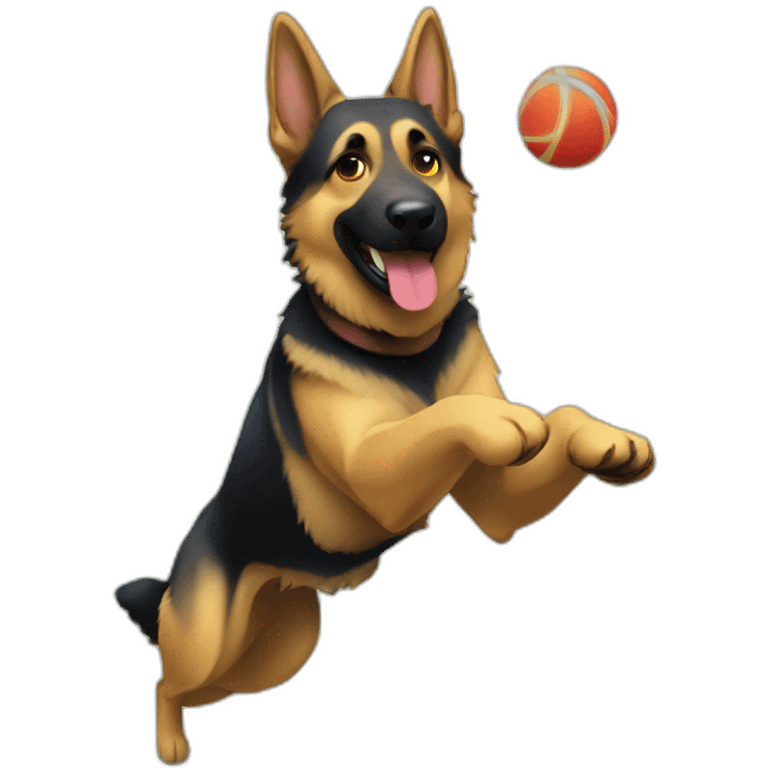 German shepherd catching a frisbee emoji