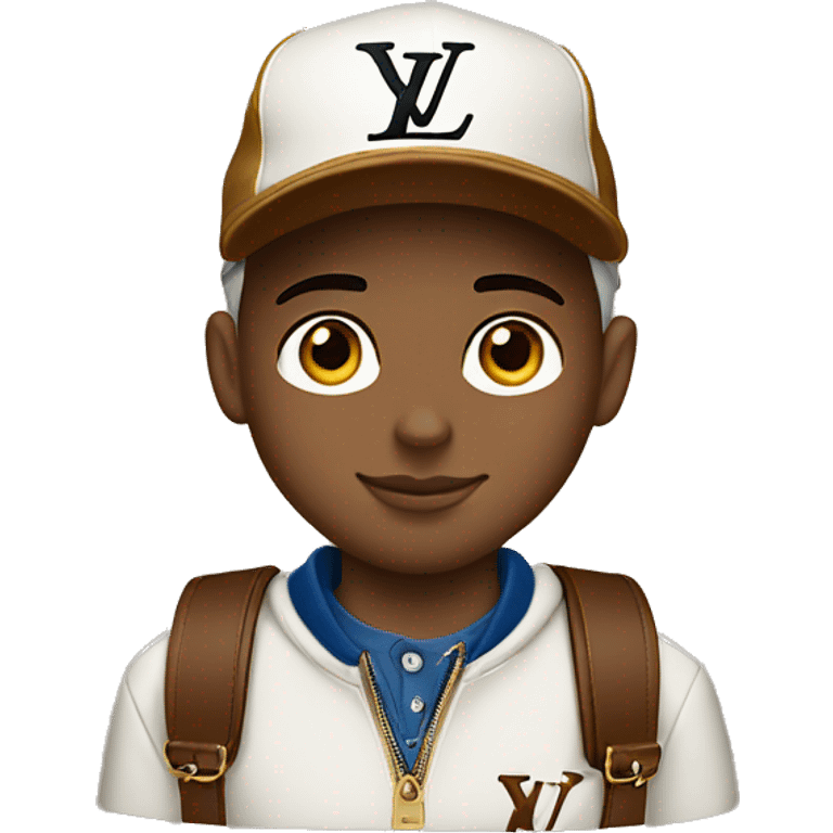 White Boy wearing cap Louis Vuitton   emoji