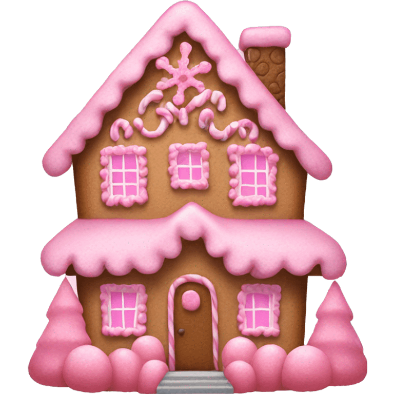 Pink gingerbread house emoji