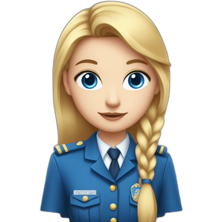 mysterious blue-eyed girl in uniform with two poney tails  emoji