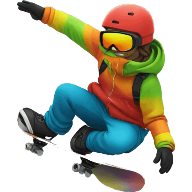 snowboarder on a rainbow rail emoji