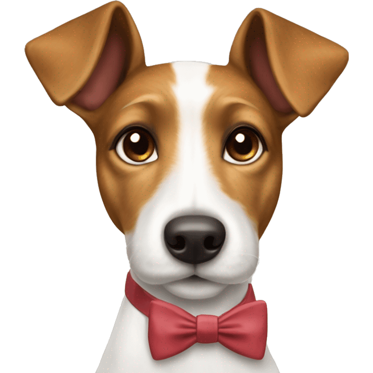 Brown and white mini Smooth fox terrier with bow tie emoji