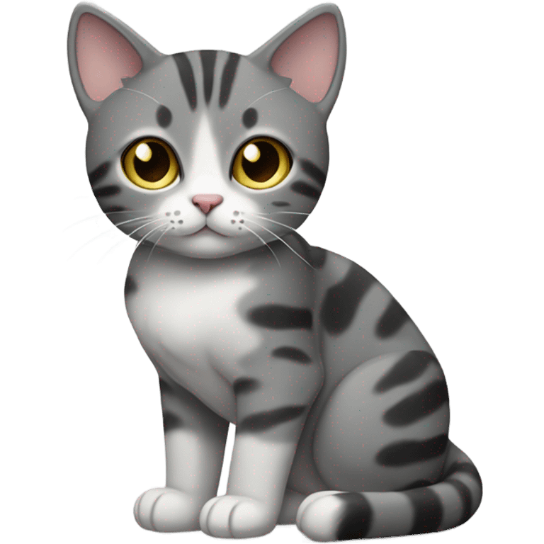 Grey black tabby with white chest and leg emoji