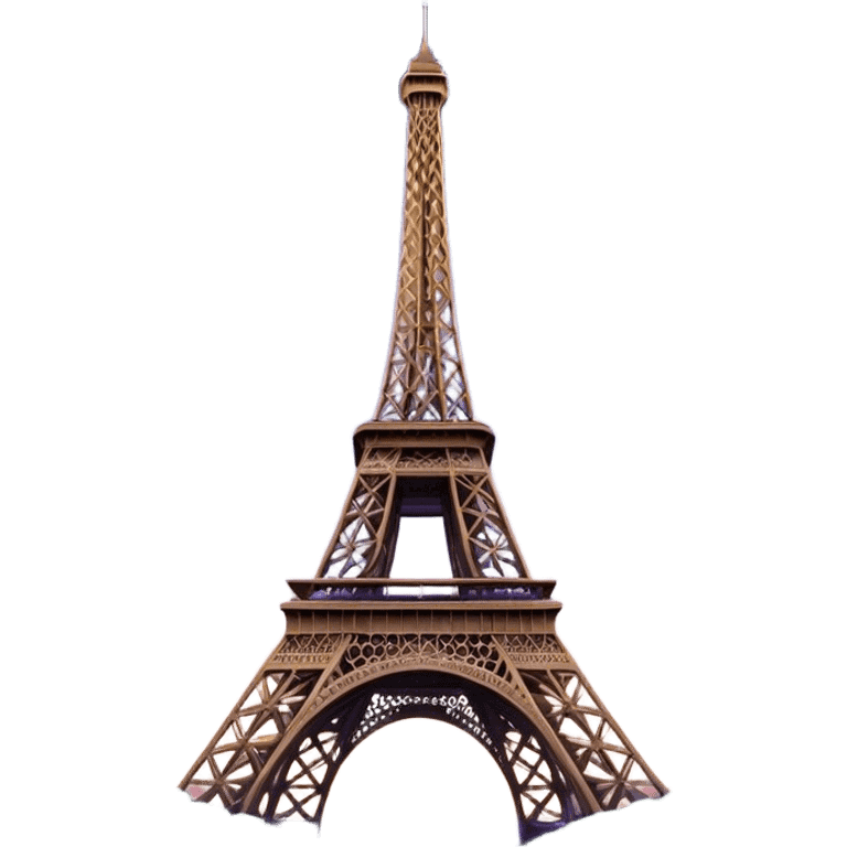 Cinematic Realistic Eiffel Tower Landmark Emoji, depicted with the iconic iron lattice structure against a twilight sky rendered with dramatic, luminous lighting and intricate detail. emoji