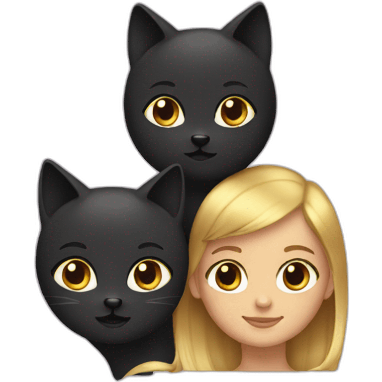 gold hair two sisters with one black cat emoji