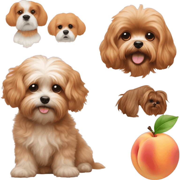 Peach cavapoo next to a shitzu emoji