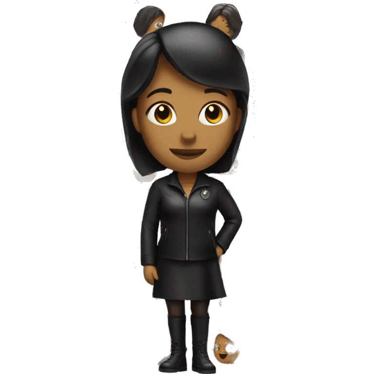 Woman in black leather emoji