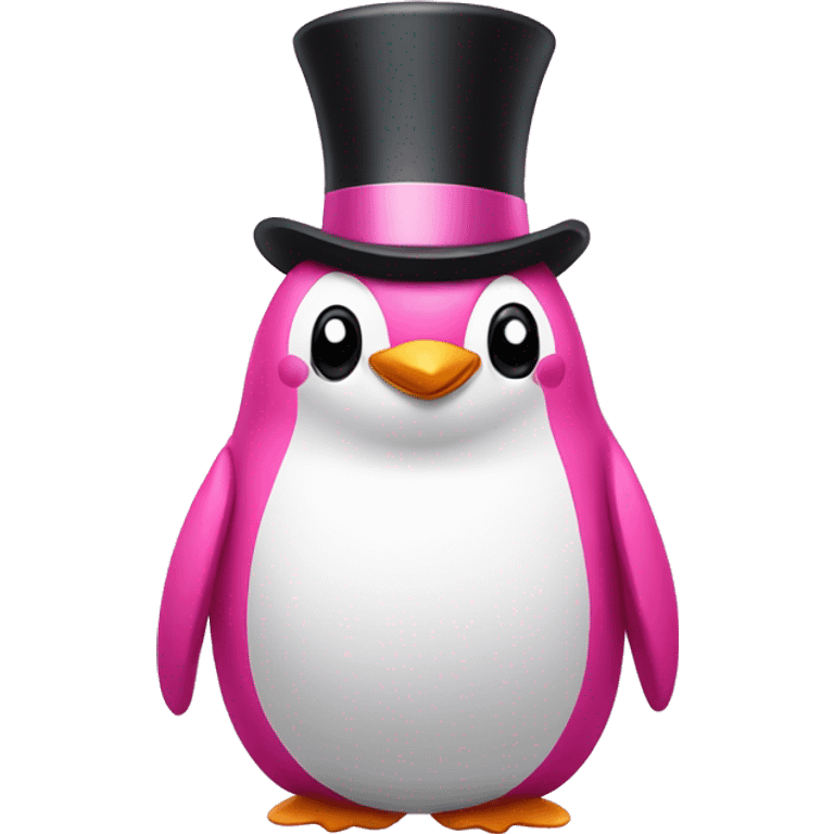 Top hat smiling Pink penguin  emoji