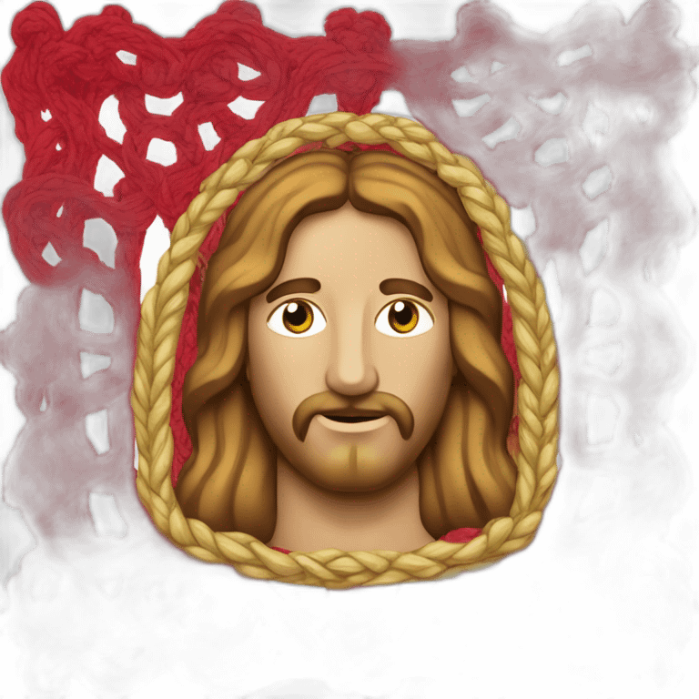 drapeau rouge avec la tete de jesus au milieu emoji