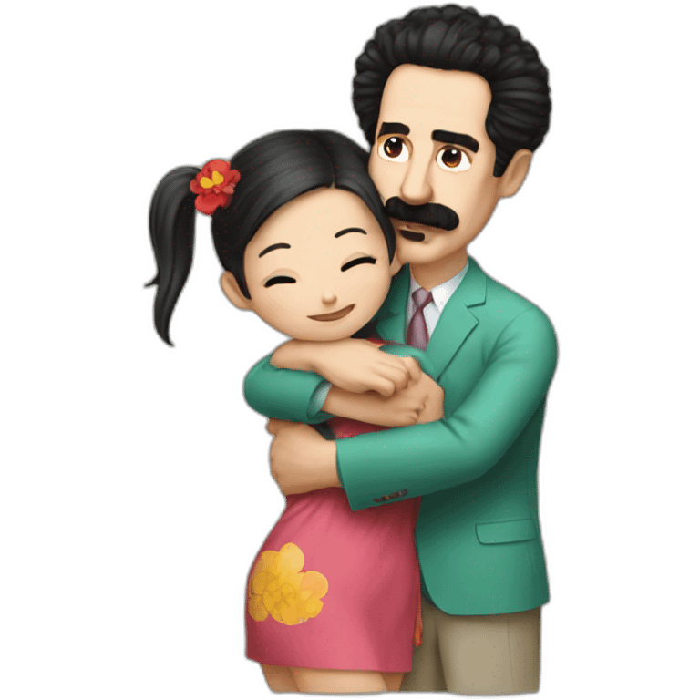 borat hugs chinese girl emoji